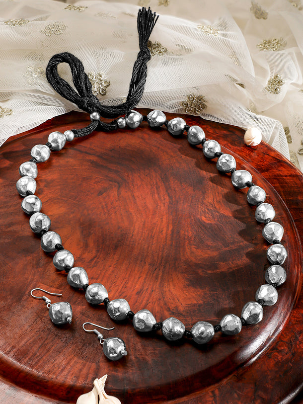 Oxidized Beaded Necklace Set