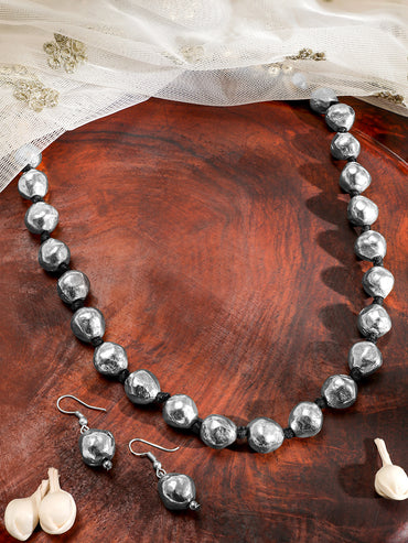 Oxidized Beaded Necklace Set