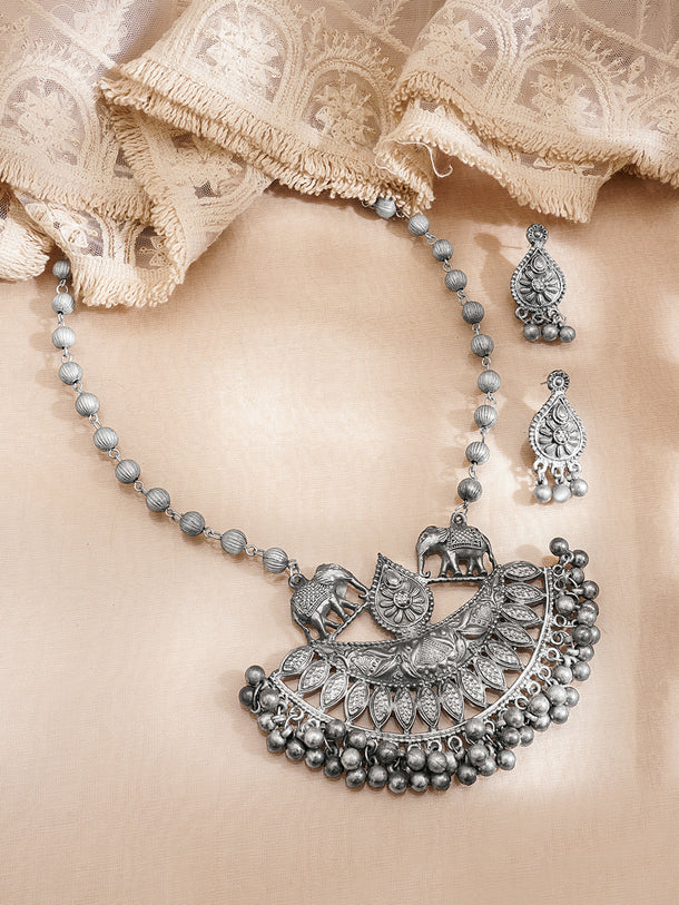Regal Oxidised Statement Necklace