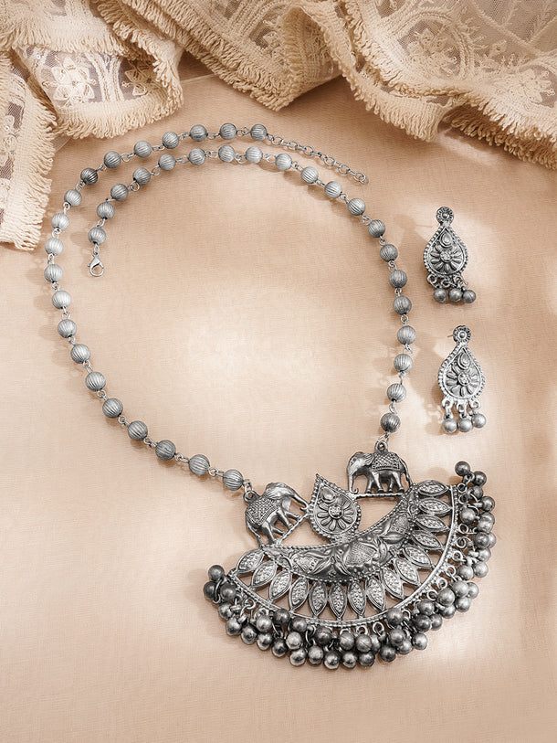 Regal Oxidised Statement Necklace