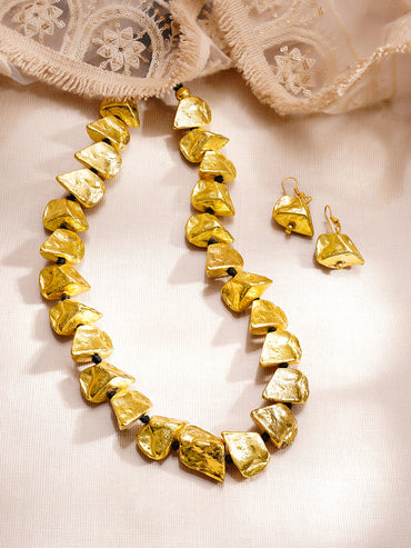 Oxidised Textured Statement Necklace Set