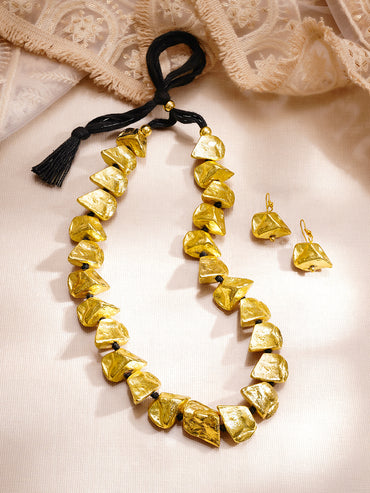Oxidised Textured Statement Necklace Set