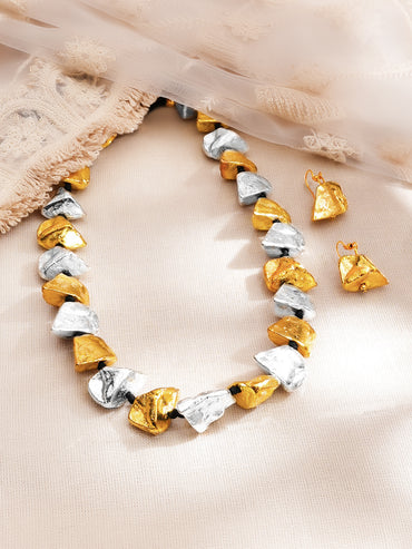 Dual Toned Chunky Oxidised Necklace Set