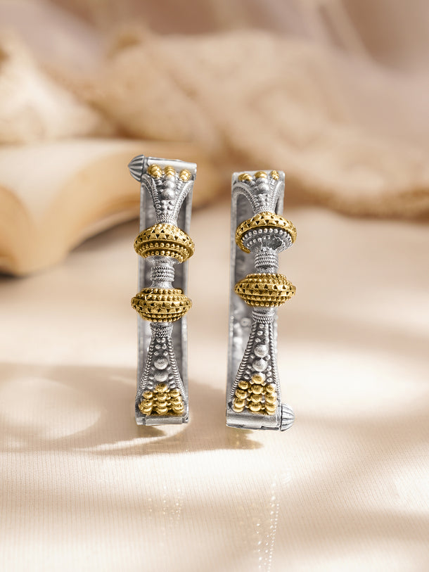 Oxidised Gold Silver Statement Dual Tone Bangles