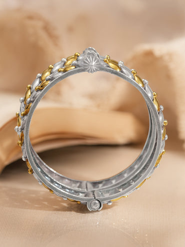 Dual Plating Oxidised Textured Bangles