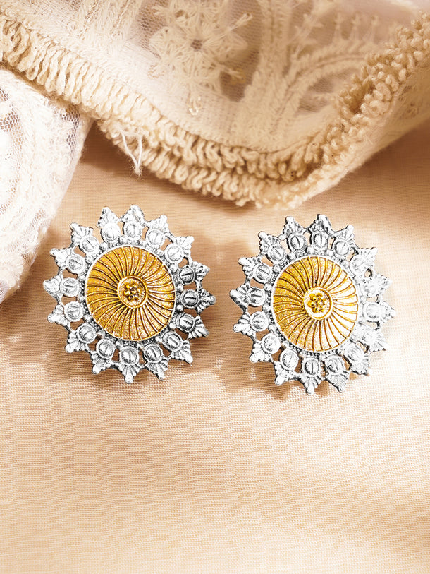 Antique Oxidised Sunburst Pendant Set