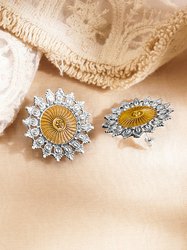 Antique Oxidised Sunburst Pendant Set