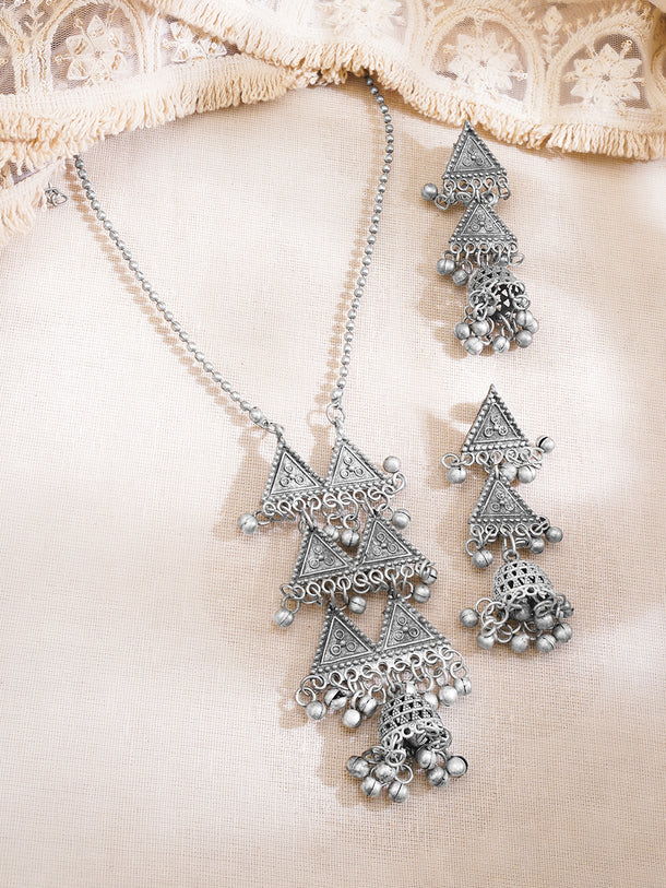 Oxidised Tribal Ghungroo Statement Necklace Set