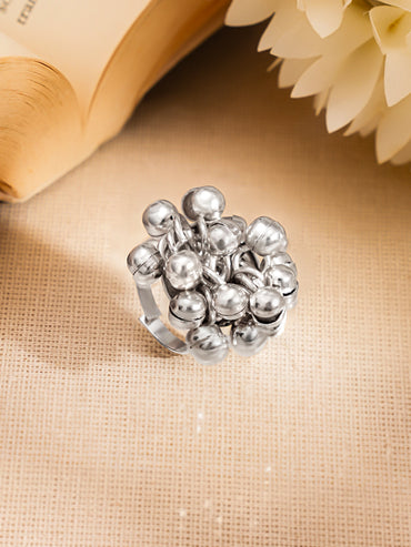 Silver Ghungroo Statement Adjustable Ring