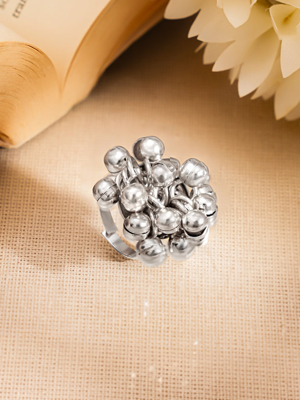 Silver Ghungroo Statement Adjustable Ring