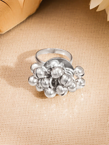 Silver Ghungroo Statement Adjustable Ring