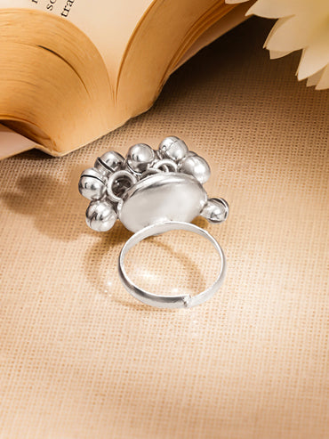 Silver Ghungroo Statement Adjustable Ring