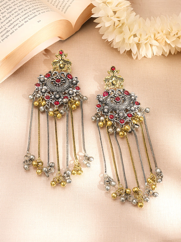Tassel Dangler Earrings with Layered Chain Detailing