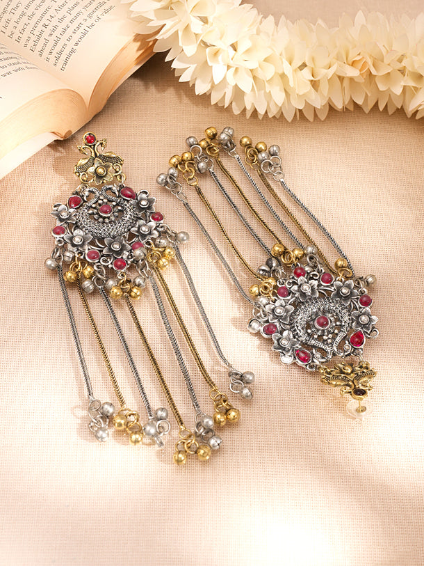 Tassel Dangler Earrings with Layered Chain Detailing