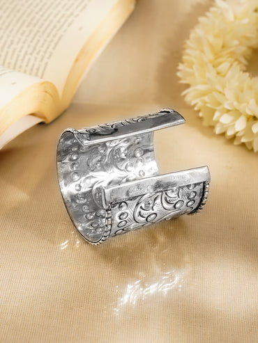 Oxidised Silver Plated Engraved Statement Cuff Bracelet
