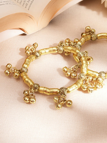 Gold Festive Beaded Statement Bangle Set