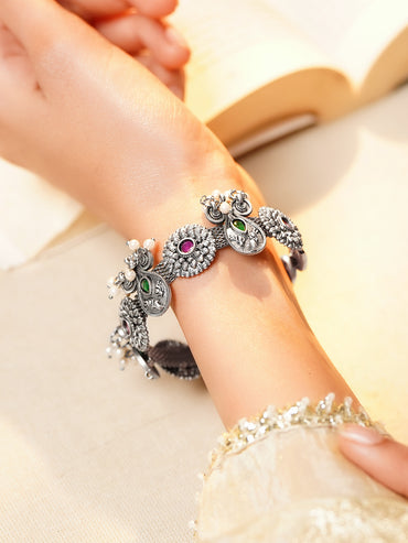 Oxidised intricately crafted ethnic kada Bracelet