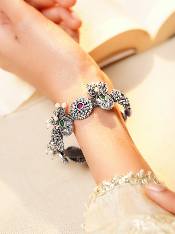 Oxidised intricately crafted ethnic kada Bracelet