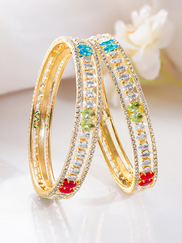 Set of 2 Multicolor Bloom Bangle Set