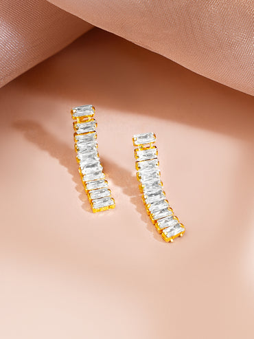 Gold Plated Layered American Diamond Statement Necklace Set