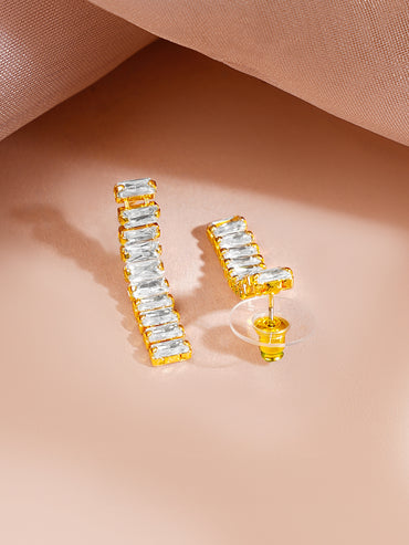 Gold Plated Layered American Diamond Statement Necklace Set