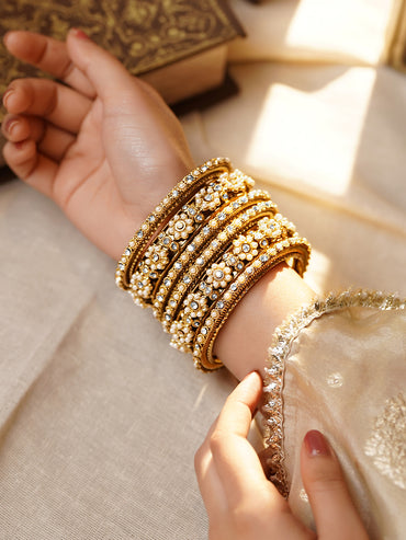 Bridal Luxe Pearl Diamond Bangles
