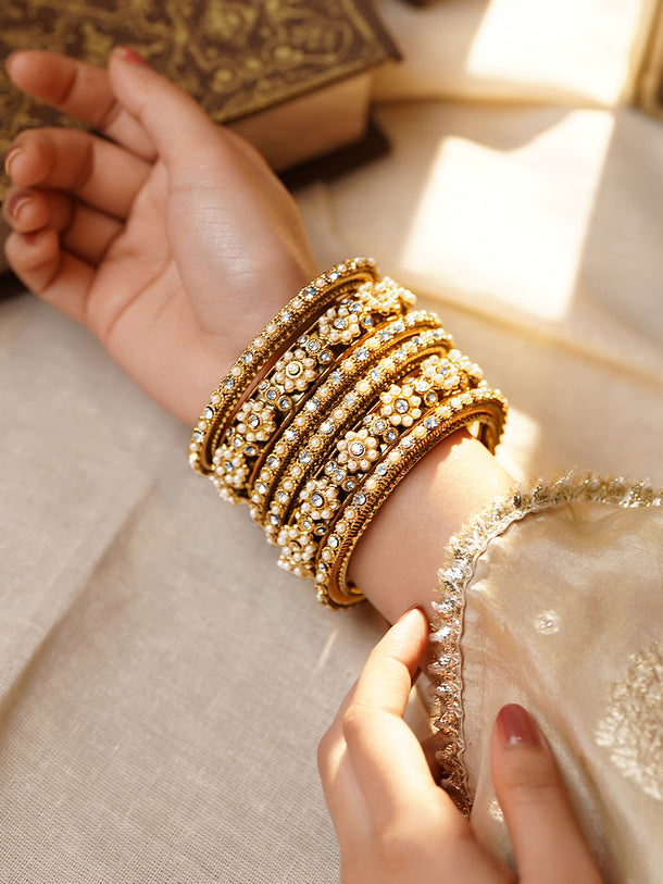 Bridal Luxe Pearl Diamond Bangles