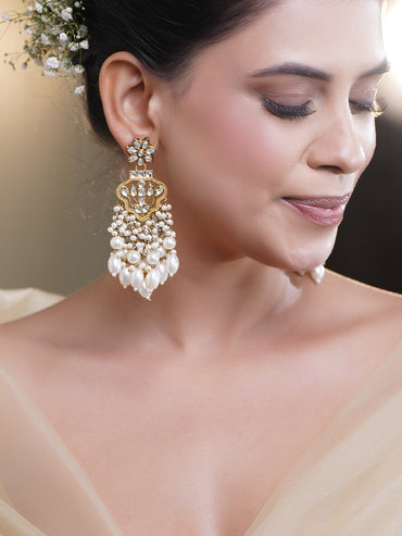 Royal Kundan Pearl Chandelier Earrings