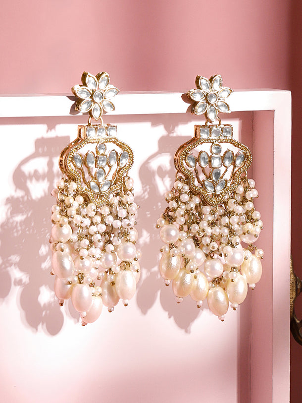 Royal Kundan Pearl Chandelier Earrings