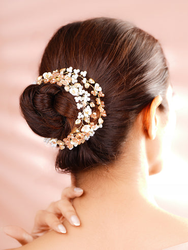 Floral Crystal Pearl Statement Hair Accessory