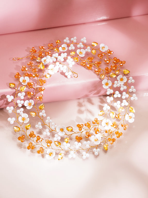 Floral Crystal Pearl Statement Hair Accessory