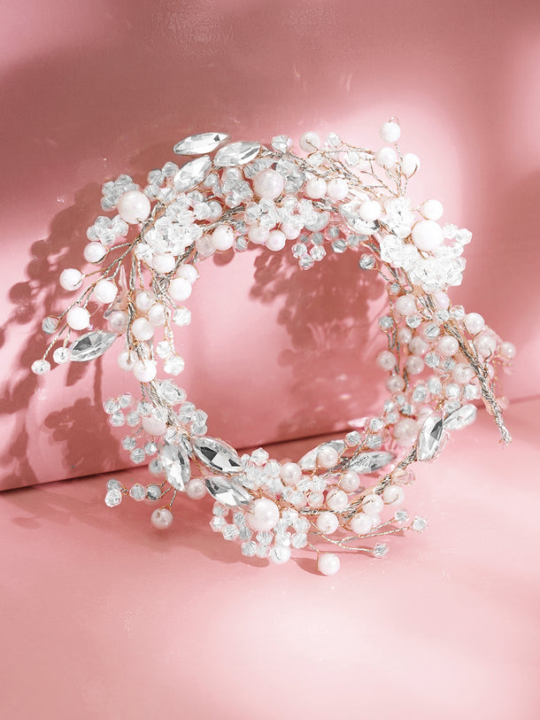 Floral Crystal Pearl Statement Hair Accessory
