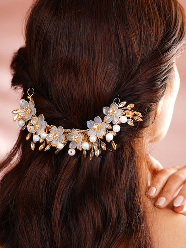 Crystal Pearl Statement Floral Hair Accessory