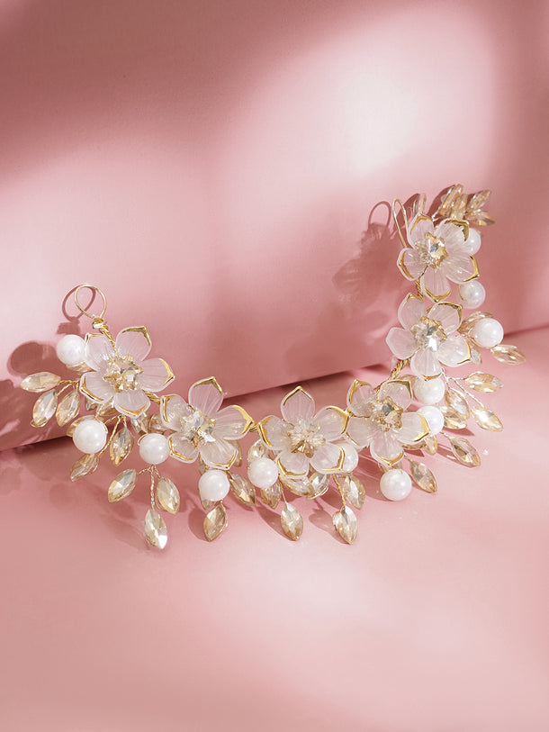 Crystal Pearl Statement Floral Hair Accessory