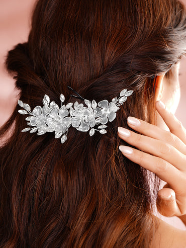 Elegant Crystal Floral Statement Hair Accessory