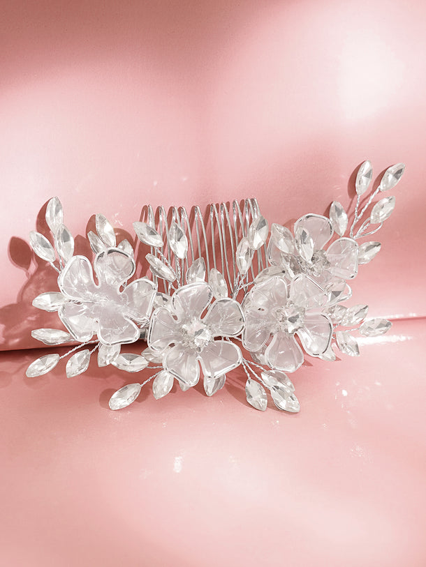 Elegant Crystal Floral Statement Hair Accessory