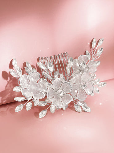 Elegant Crystal Floral Statement Hair Accessory