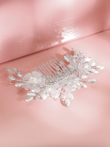 Elegant Crystal Floral Statement Hair Accessory