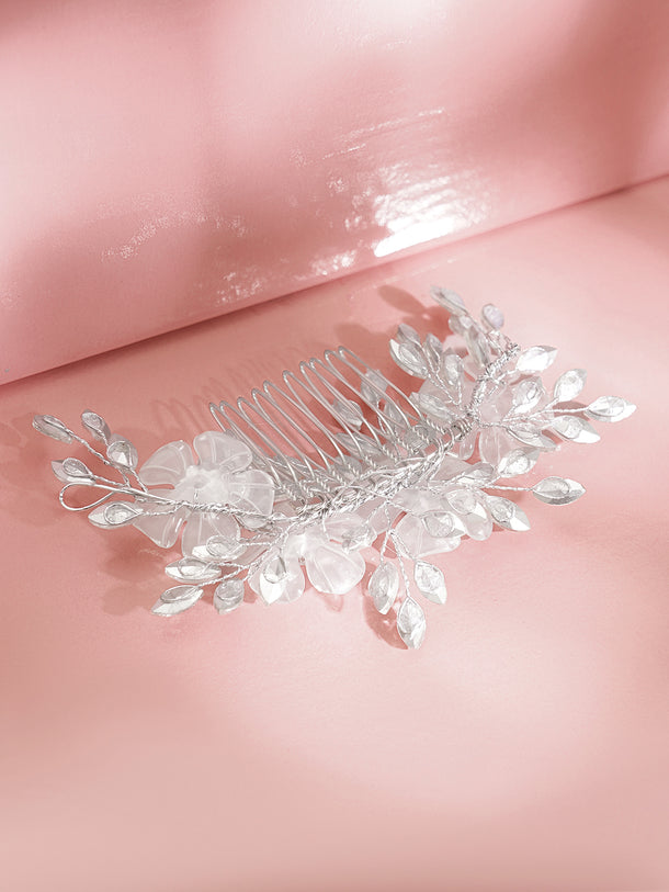 Elegant Crystal Floral Statement Hair Accessory