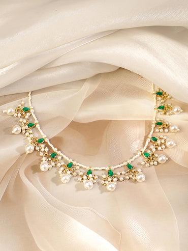 Captivating Green Kundan & Pearl Necklace