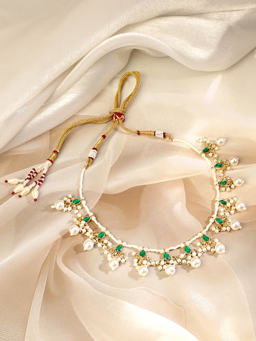 Captivating Green Kundan & Pearl Necklace