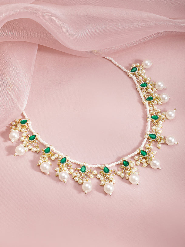 Captivating Green Kundan & Pearl Necklace