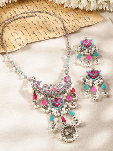 Vivid Hues Oxidised Necklace Set