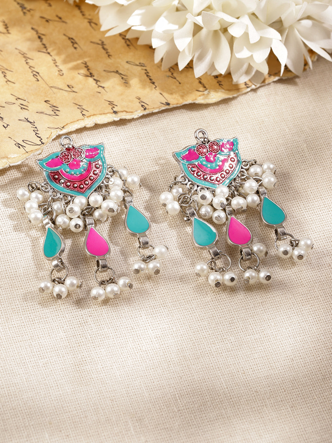 Vivid Hues Oxidised Necklace Set