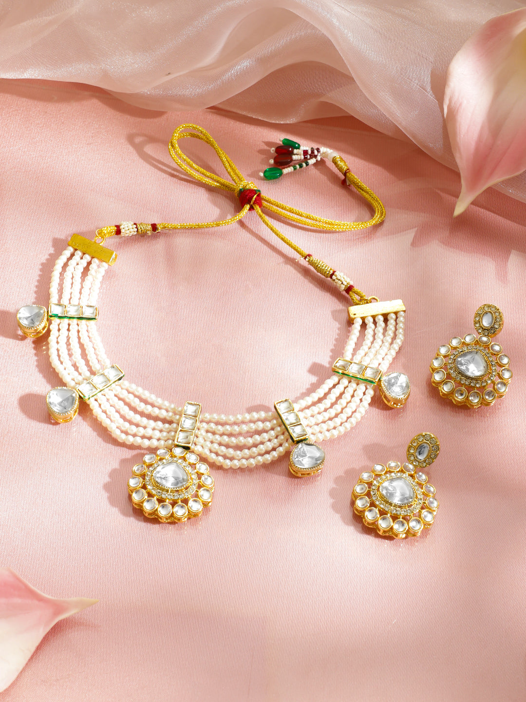 Ethnic Pearl Crescent Necklace Set
