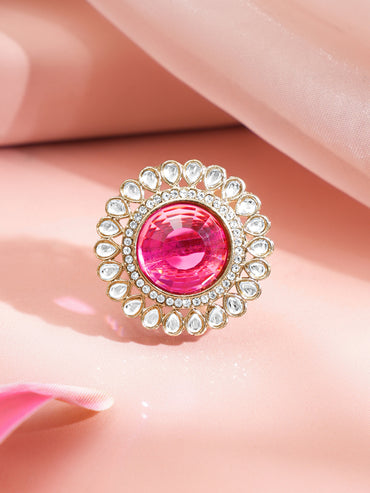 Rani Pink Kundan Luxe Cocktail Ring