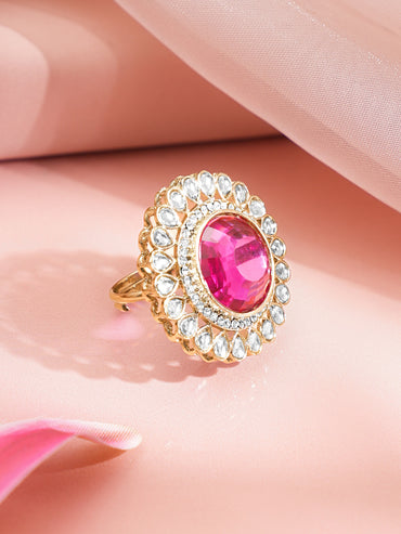Rani Pink Kundan Luxe Cocktail Ring