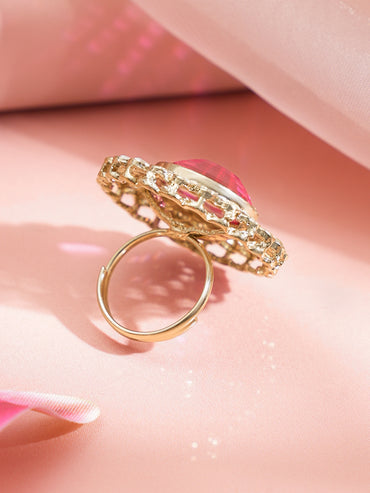 Rani Pink Kundan Luxe Cocktail Ring