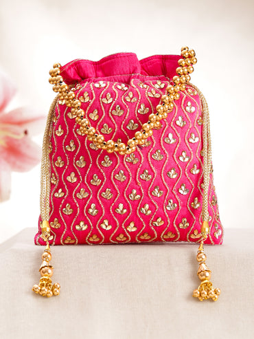 Festive Pink Sequin Potli Bag