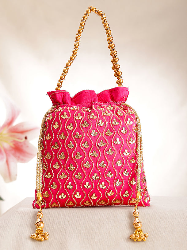 Festive Pink Sequin Potli Bag